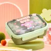 Green cartoon children's lunch box, portable and eco-friendly PP material with lid Specification image
